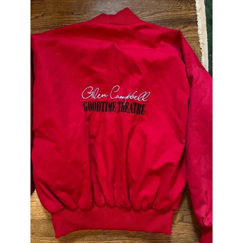Vintage Bee-Wild Red Canvas 1970’s bomber Gas Station jacket Glen Campbell Sz L